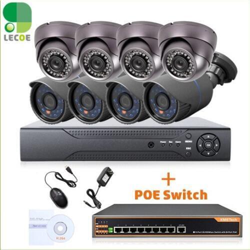 CCTV 8CH POE security System/kit with 8CH 1080P NVR ,8pcs 720P POE Cameras and 8ch POE Switch .330ft POE transmision