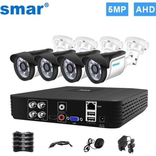Smar 5MP HD Security Camera System 4CH 5M-N DVR Outdoor Indoor Video Surveillance Kit Night Vision Waterproof CCTV System