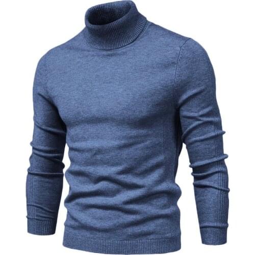 New Winter Men Turtleneck Sweater Casual Solid Color Warm Pullover High Quality Slim High Neck Long Sleeve Sweater Men
