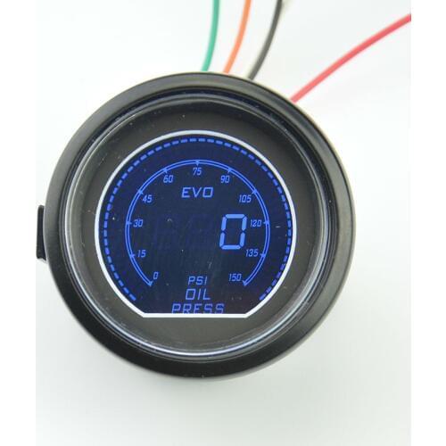 Universal 52mm DigitaBlack shell Red Blu-ray car Refit Racing Oil pressure gauge+Sensor Car gauge Oil meter Free shipping
