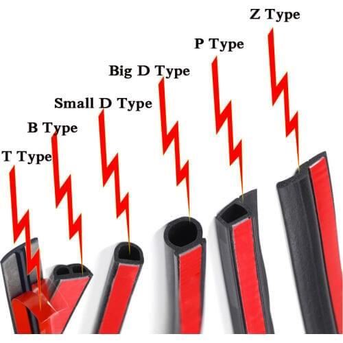 2M Car Door Seal Strip D B Z P BJ BL T Type EPDM Rubber Waterproof Trim Sound Insulation Soundproof Weatherstrip Auto Seal Strip