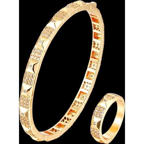 Vankeliif Simple Bangles and rings womens jewelry set micro inlaid zircon square cone classic popular bracelet accessories