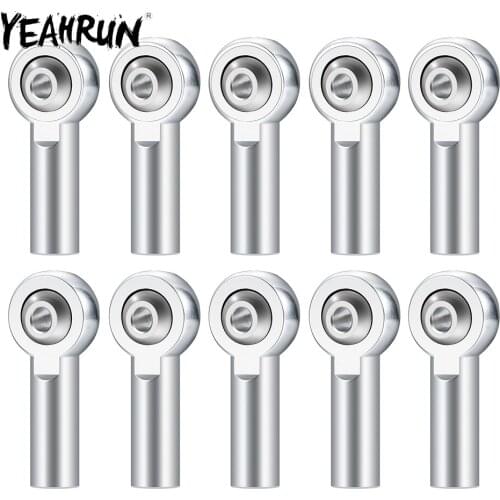YEAHRUN 10Pcs Aluminum Alloy M4 CW Thread Link Rod Joint Ball End Head for Axial SCX10 II 90046 1/10 RC Crawler Model Car Parts