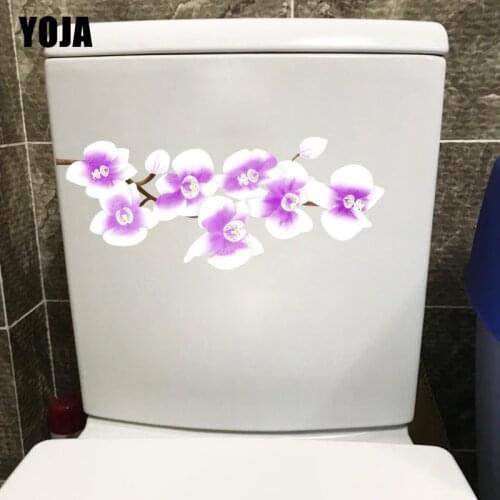 YOJA 22.1*9.7CM Purple Orchid Kids Room Wall Sticker Decal Fashion Toilet WC Decoration T1-0580