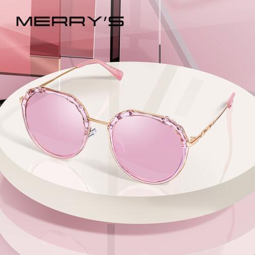 MERRYS Women Luxury Brand Oval Polarized Sunglasses Ladies Fashion Pink Sun glasses UV400 Protection S6330