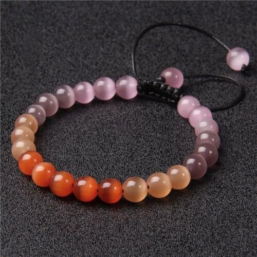 Women Cat Eye Beads Bracelet Colorful Natural Opal Stone Men Crystal Chakra Strand Stretch Bracelets&Bangles Friend Gift Jewelry