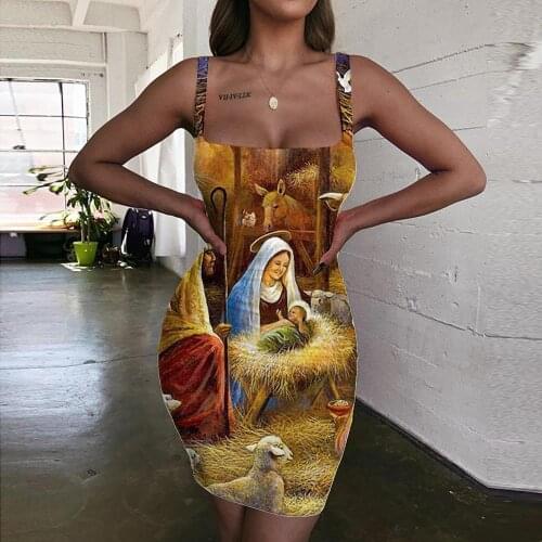 KYKU Jesus Dresses Women Christian Vestido Sexy Angel Sundress Animal 3d Print Galaxy Ladies Dresses Womens Clothing Party