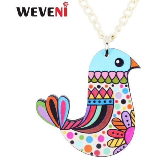 WEVENI Acrylic Anime Floral Bird Necklace Pendant Chain Collar Trendy Animal Jewelry For Women Girls Female Hot Gift Dropship