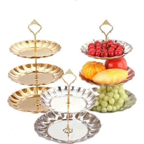 2 & 3 tier circle round silver gold metal party birthday wedding cupcake cake stand rack pan for cakes display decoration