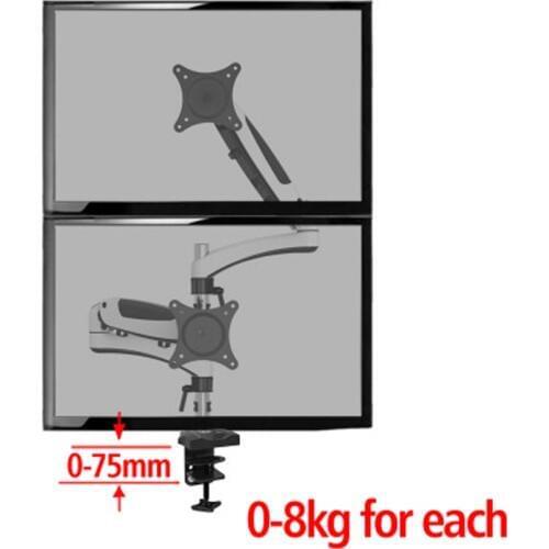 27" 0-8kg full motion air gas spring lcd tv table mount double monitor stand Clamp grommet 400mm