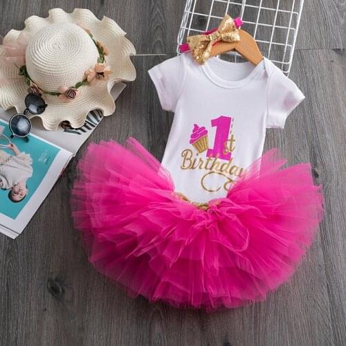 Infant Baby 1 2 years Birthday Dresses for Girls 4pcs Christening Dress 1st 2nd Birthday Party Clothing Outfits vestido infantil