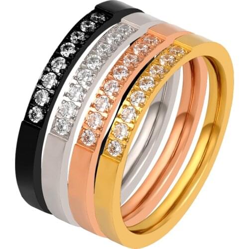 4 pcs/a lot Wholesale Charm Women Crystal Wedding Party Rings High Quality Trendy OL Fashion Rings Jewelry Gift