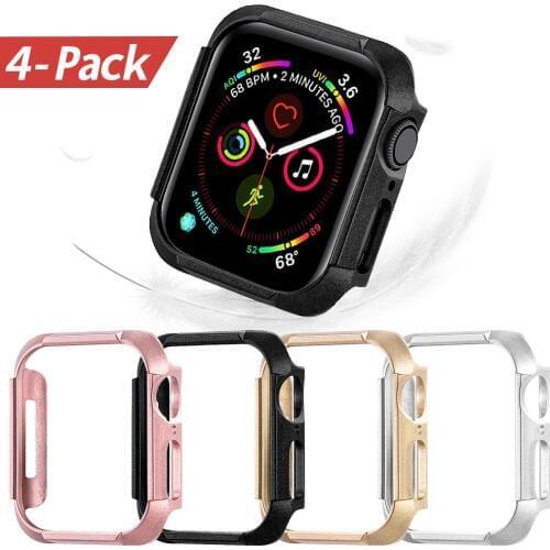 4 Pack Lightweight PC Bumper for Apple Watch SE Case 40mm 44mm Thin Protect Cover for iWatch Series 6 5 4 Plastic Frame