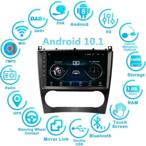 9'' Android 10.1 Car Stereo Radio GPS WiFi FM For Mercedes Benz C CLK CLC W203 W209