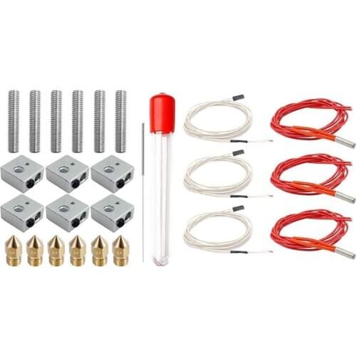 3D Printer Accessories MK8 Extruder Nozzle Print Head and Hose and Heating Block Thermistor