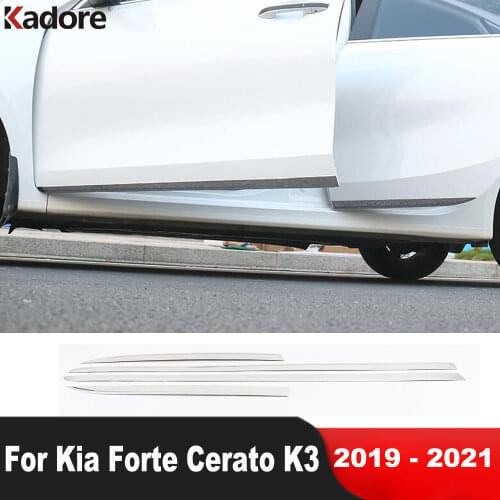 Side Door Body Trim Cover For Kia Cerato Forte K3 2019 2020 2021 Stainless Steel Upper Bottom Door Body Strips Car Styling 4pcs