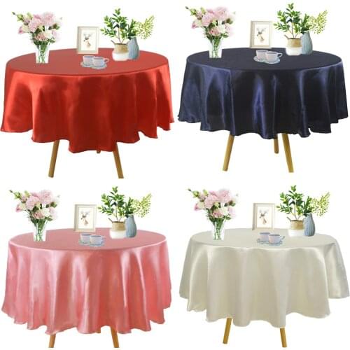 Satin Tablecloth 57 inch Round 145cm Solid Color Table Covers For Wedding Birthday Christmas Party Decor Home Round Table Cloth