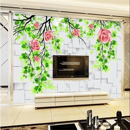 Beibehang 3d HD rose murals Europe TV backdrop brick wallpaper living room bedroom murals wall paper wallpaper for walls 3 d