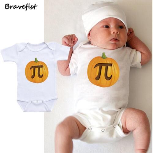 Pumpkin Print Newborn Bodysuits Halloween Baby Summer Clothes For Boys Girls Infant Clothing Short Sleeve Cotton Outwear 0-24M