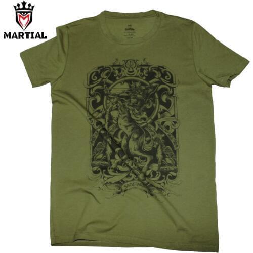 Martial:Sagittarius dark zodiac series army green gym comfortable shirts crossfit t shirts