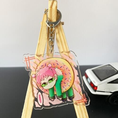 2020 Cute Anime The Disastrous Life of Saiki Kusuo Keychain Acrylic Figure Pendant Cartoon Image Keyring Wholesale Gift