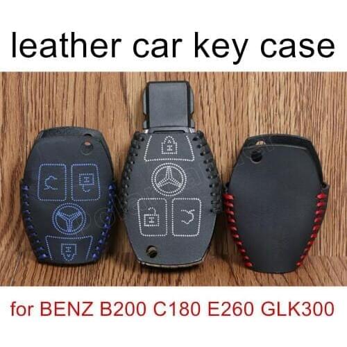 For B-ENZ B200 C180 E260 GLK300 E200 M series C series GLC300 Car key cover case Hand sewing Genuine leather