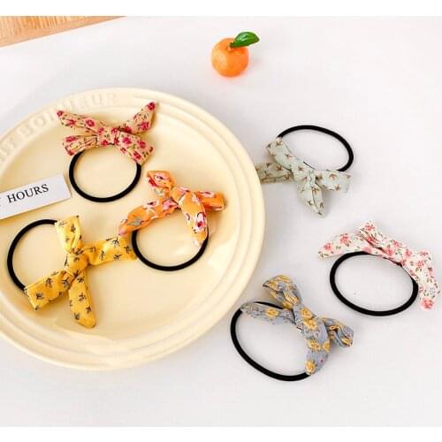 2 Pcs/Set Children Cute Bow Scrunchies Rubber Bands Baby Girls Ponytail Holder Soft Elastic Hair Bands Kids Hair Accessories