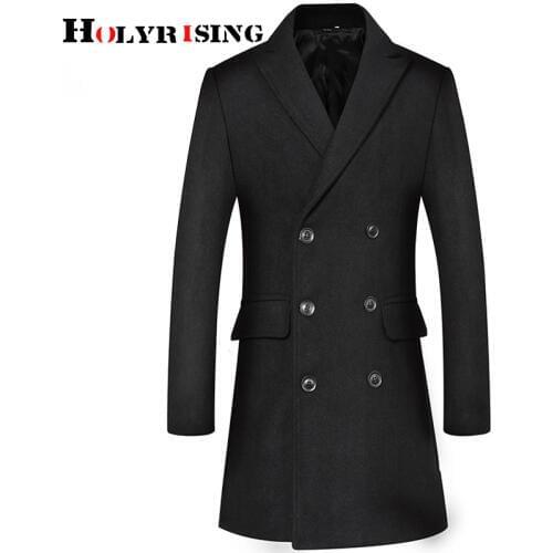 Holyrising Men wool coat Double-breasted mens jacket M-3XL Fashion Outerwear Warm Man Casual Jacket Overcoat Pea Coat 19033-5