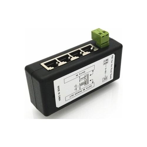 2PCS 4 Port PoE Injector PoE Power Adapter Ethernet Power Supply Pin 4,5(+)/7,8(-) Input DC12V-DC48V for IP Camera