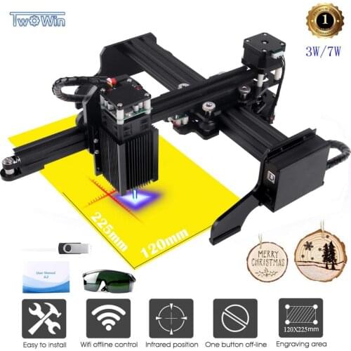 3W/7W/20W Upgrated Version Laser Engraver Machine CNC Laser Engraver Laser Engraving Machine USB Router Cutting Carver Off-line