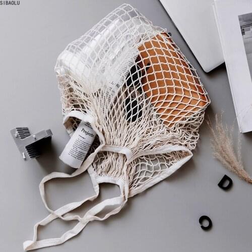 Retro Hand Made Reusable Photography Prop Eco Friendly Vegetable Mesh Product Bags Washable For Grocery Store Toys Sundries