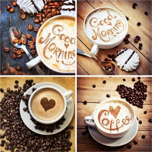 Huacan Diamond Painting Kit Coffee Cup Diamond Mosaic 5D Embroidery Landscape Rhinestone Pictures Decoration For Home