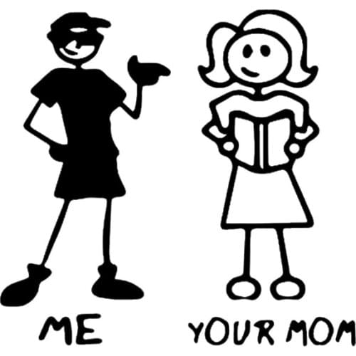 ME and YOUR MOM funny stick figure family person people window sticker decal for car truck or van