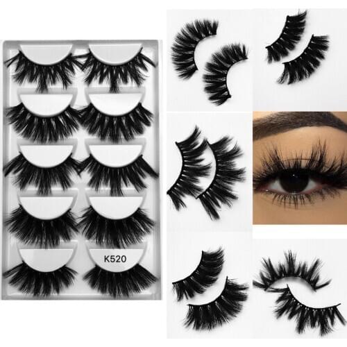NEW 5pairs 25mm 3D Thick Mink Eyelashes Fake Lashes Long Makeup Mink Lashes Eyelash Extension False Eyelashes Mixed model