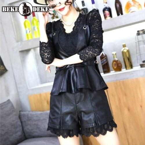 New Womens Short Slim V-Neck Genuine Leather Fashion Vest Jacket Korean Style High Quality Elegant Sheepskin Korean Style Vest