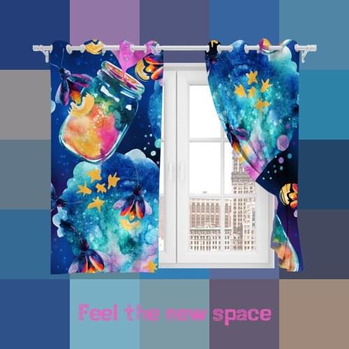 Perforated Hook 3D Blackout Curtains Mazarine Cartoon Girl Custom Full Blackout Sunscreen Windows Bedroom Living Room Decoration