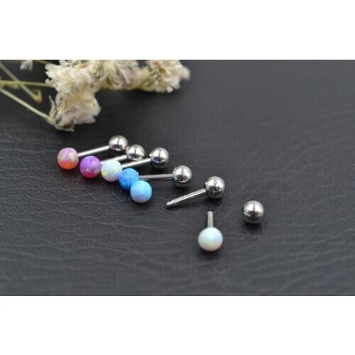 Lot 50pcs Body Jewelry- Opalite balls 3mm Ear Studs/Earring Stainless Steel Helix Bar Upper Earring Body Piercing