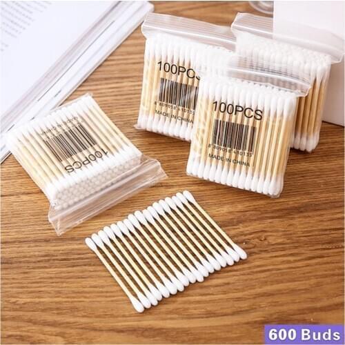 Cotton Stems 600 Pieces Bamboo Cotton Buds Cleaning Tool Cotton Swab Cosmetics Clean Sticks Ears Cleaning Buds