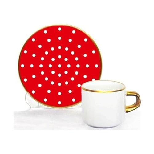 Focus Turkish Coffee Set 12 Pieces Polka Dot Red