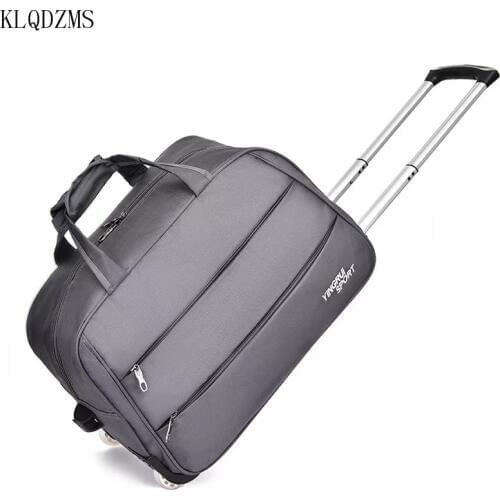 KLQDZMS Large-capacity outdoor trolley bag waterproof Oxford cloth 20/24inch rolling luggage fashion travel suitcase on wheel