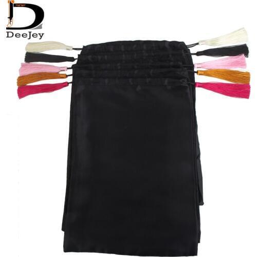 Stock blank 28x40cm satin silk packaging bag for virgin hair wigs gift white black hot pink color option