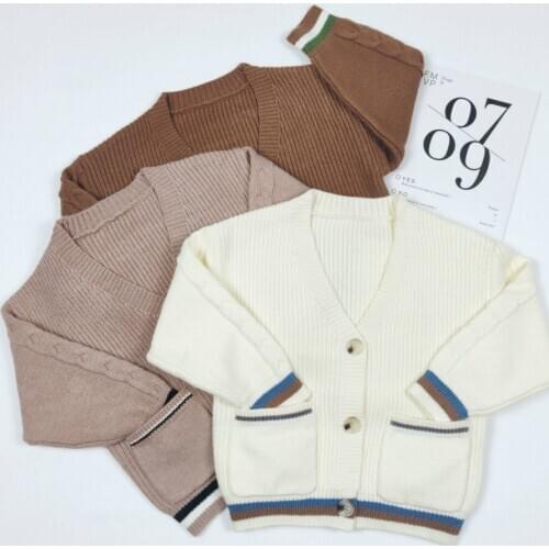 2020 Autumn Winter Korean Baby Knitted Cardigan Kids Boys Girls Sweater Coat for 2-7Y Children