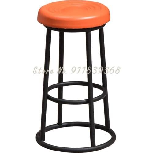 High stool bar stool counter retro milk tea bar chair mobile phone shop business hall cashier round stool modern and simple