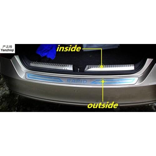 Stainless Steel back rear trunk Sill Scuff Plate Protection pedal Car Styling for Skoda 2014-2017 Rapid / Rapid Spaceback