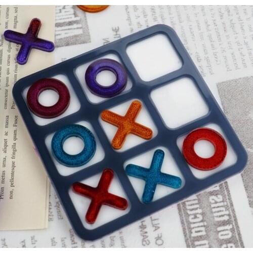 Big Size Tic Tac Toe OX Chess Game Mirror Silicone Casting Molds For DIY Resin Chessboard Jewelry Tools Uv Epoxy Craft Handmade