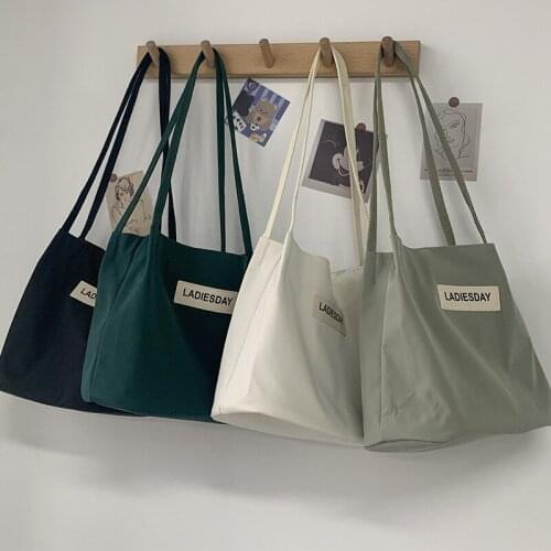 Women Canvas Shoulder Shopper Bag Nylon Waterproof Students Handbags Cotton Cloth Eco Fabric Tote Shopping Bag for Girl 2021