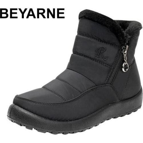 BEYARNEWinter ankle boots female 2021 warm plus mother cotton shoes soft bottom waterproof snow boots women shoes plus size