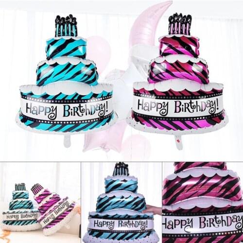 2 Color Aluminum Foil Birthday Three Layer Cake Balloon Birthday Party Decoration