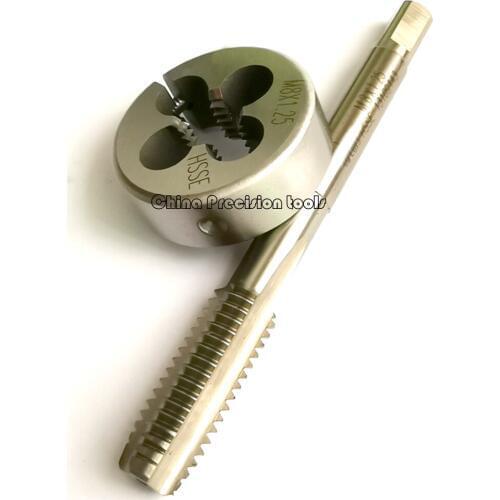 2pcs HSSE Metric thread tap Adjustable Split Die set M7 M7X1 M8 M8X1.25 straight flute taps dies sets M8X1 M8X1.5 M8X0.75 tools