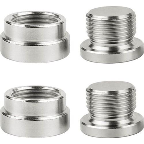 4Pcs/Set O2 Oxygen Sensor Stepped Mounting Boss and Plugs (2 Bungs + 2 Plugs) M18 x 1.5 Oxygen Sensor Fittings Weld Bung